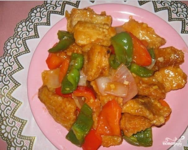Pangasius in sweet and sour sauce