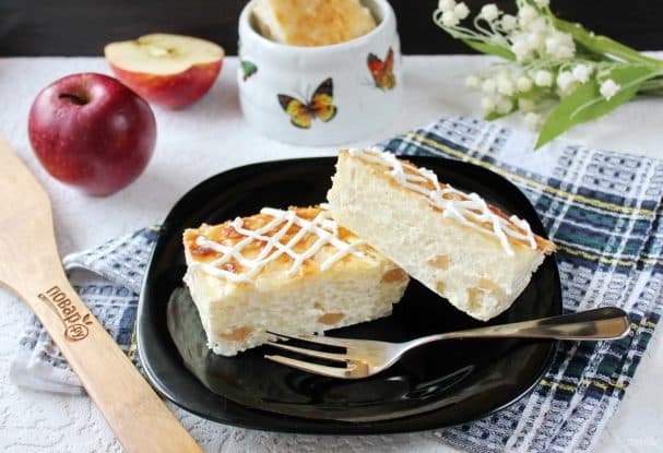Рисово-творожная запеканка с яблоками