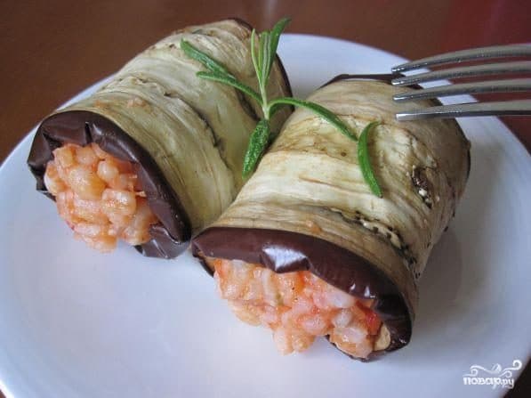 Ризотто в баклажане