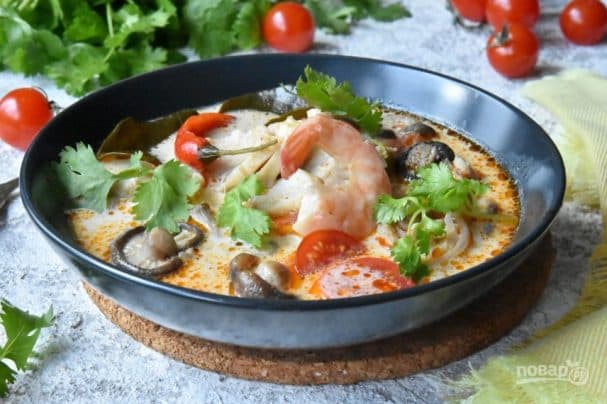 с креветками и рыбой