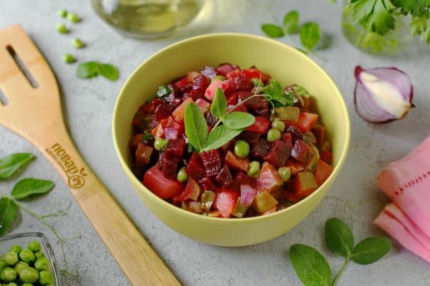 Beet and roasted vegetable salad
